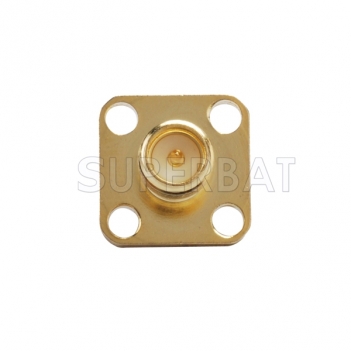 RP SMA Jack Male Straight 4 Hole Flange PCB Solder Connector