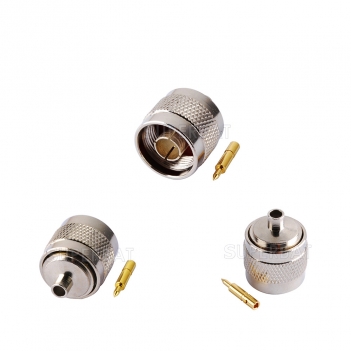 N Plug Male Straight Solder Connector for Semi-Rigid 0.141" RG402 Cable