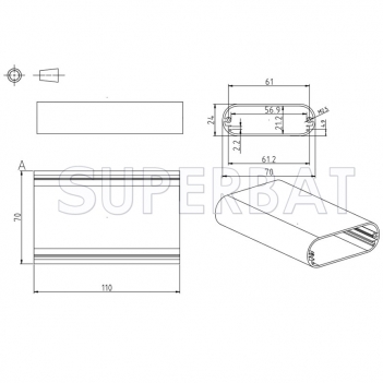 Aluminum Enclosure Case Tube 70mm*24mm*110mm（W*H*L）