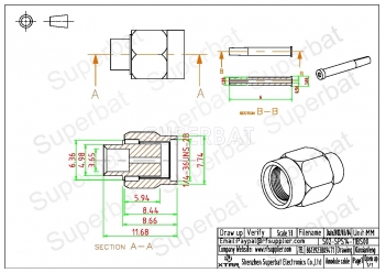 Superbat RP-SMA Plug (female socket) RF Connector Solder for .141" cable RG402