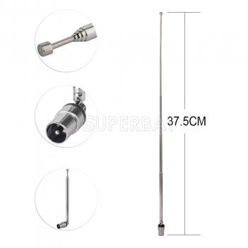 Superbat PAL Male Plug Connector Television DAB DAB+ FM AM DVB-T DVB-T2 TV Tuner Antenna 6 Section Telescopic Aerial