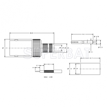 Superbat BNC Female Jack Straight Crimp Connector 50 Ohm for RG-59 Coaxial Cable