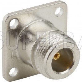 Superbat N 50 Ohm Type Straight Jack 0.29 Inches Round Post 4-Hole Flange Connector