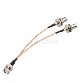 BNC Straight Plug to BNC BulkHead Jack with O-ring to BNC BulkHead Jack with O-ring RG316 15cm