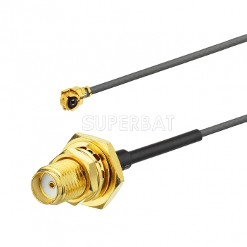 SMA BulkHead Jack with O-ring to U.FL Right Angle Jack Flexible 1.13mm cable