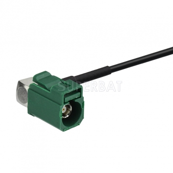 Fakra Leaf Green Right Angle Jack to RCA Straight Plug RG174 600cm