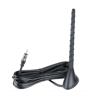 Universal Car Top Antenna FM AM Radio Lantern Head 5M 3C 2V Passive RG58 Cable DIN Plug Connector 6.8 Inch Flexible Rubber Mast Perforated Mounting