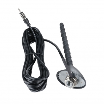 Universal Car Top Antenna FM AM Radio Lantern Head 5M 3C 2V Passive RG58 Cable DIN Plug Connector 6.8 Inch Flexible Rubber Mast Perforated Mounting