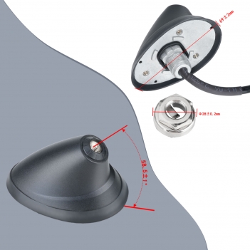 Universal Car Top Antenna FM AM Radio Lantern Head 5M 3C 2V Passive RG58 Cable DIN Plug Connector 6.8 Inch Flexible Rubber Mast Perforated Mounting