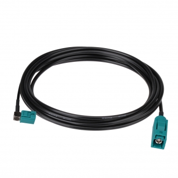 Fakra Water Blue Right Angle Jack to Fakra Water Blue Straight Jack RG174 250cm
