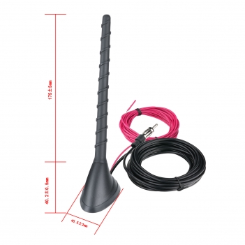 Active FM Car Top Antenna Black External 12V AM FM Radio Lantern Head 5M RG174 Cable DIN Plug Connector Perforated Mounting
