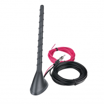 Active FM Car Top Antenna Black External 12V AM FM Radio Lantern Head 5M RG174 Cable DIN Plug Connector Perforated Mounting