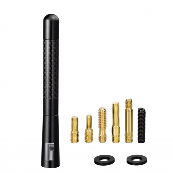 12CM Car Modified Decorative Antenna with American Flag Silk Screen Logo 5 Screws Carbon Fiber Aluminum Alloy Universal Replacement Antenna 4.7 Inch Car Wash Safe