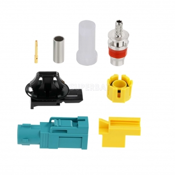 IP67 Waterproof FAKRA Waterblue Female Code Z connector for RG316, RG174 Cable