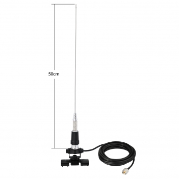 VHF Antenna 136-174MHz 50cm Vehicle Ham Radio Antenna with Bracket PL259 Plug 5M Cable for Two Way Radios and Amateur Radios