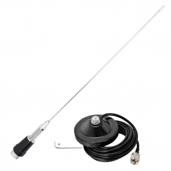 VHF Cellular Antenna 136-174MHz 50cm Vehicle Ham Radio Antenna with Magnetic base PL259 Plug 5M Cable for Two Way Radios and Amateur Radios